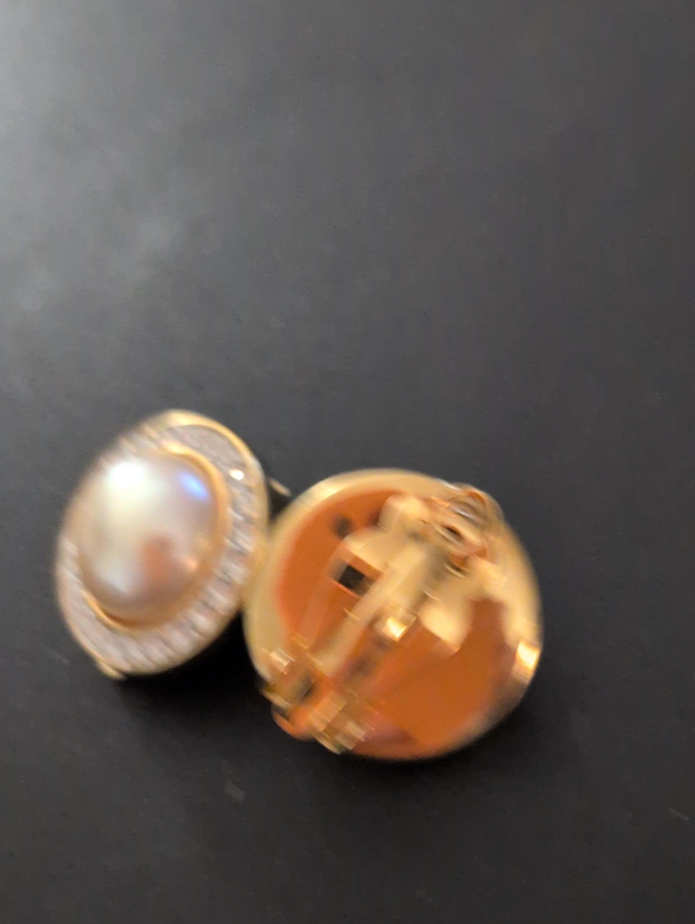 S.A.L. Gold Pearl Halo Clip-On Earrings - Classic Pearl Accent - Picture 2 of 3
